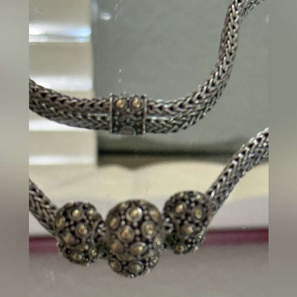 John Hardy 18k/925 Jaisalmer 16” Trio Ball Pendant Necklace/Chain